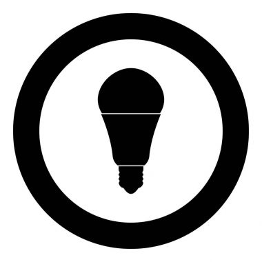 Daire içinde LED ampul siyah simgesi