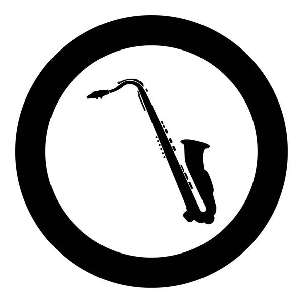 Icône noire saxophone en cercle — Image vectorielle