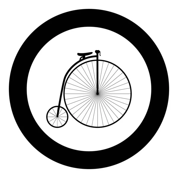 Retro fiets zwart pictogram in cirkel — Stockvector