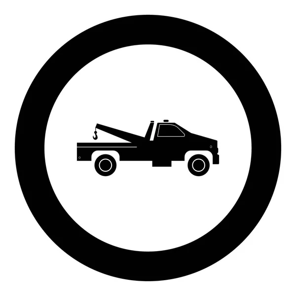 Decomposição caminhão ícone preto em círculo — Vetor de Stock