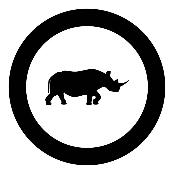 Icono negro rinoceronte en círculo — Vector de stock