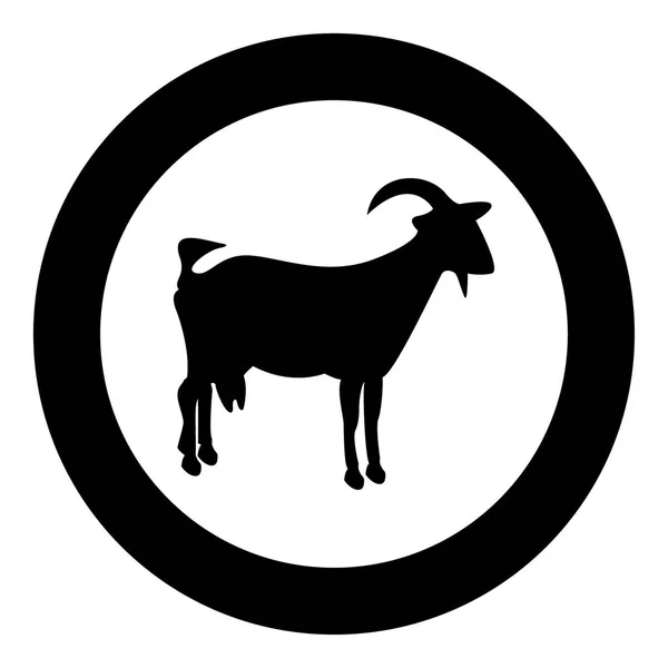 Goat black icon in circle — Stock Vector