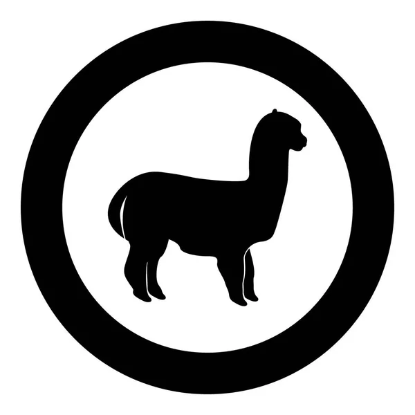 Alpaca icono negro en círculo — Vector de stock