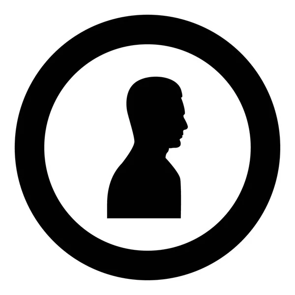 Profil vue de côté portrait icône noire en cercle — Image vectorielle
