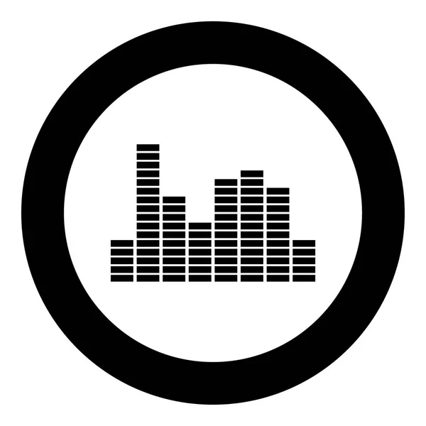 Muziek equalizer zwarte pictogram in cirkel — Stockvector