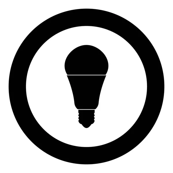 Черный значок светодиодной лампочки в круге — стоковый вектор
