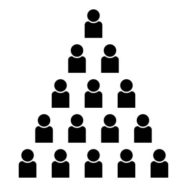 Simge siyah renkli düz stil basit görüntü illüstrasyon insanlar piramit