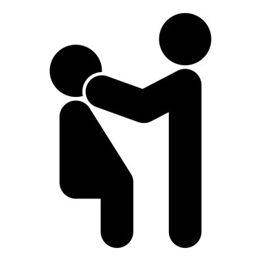 Doktor hasta simge siyah renk düz stil basit görüntü illüstrasyon inceliyor