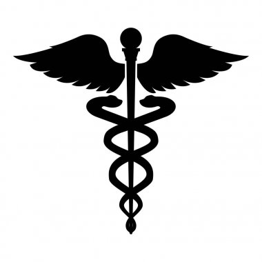 Caduceus health symbol Asclepius's Wand icon black color illustration flat style simple image clipart