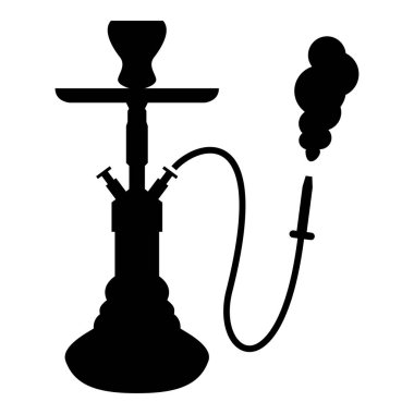 Nargile shisha simge siyah renk illüstrasyon düz stil basit resim