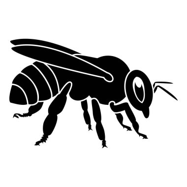 Arı simge siyah renkli düz stil basit görüntü illüstrasyon