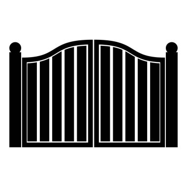 Eski kapı simge siyah renkli düz stil basit görüntü illüstrasyon