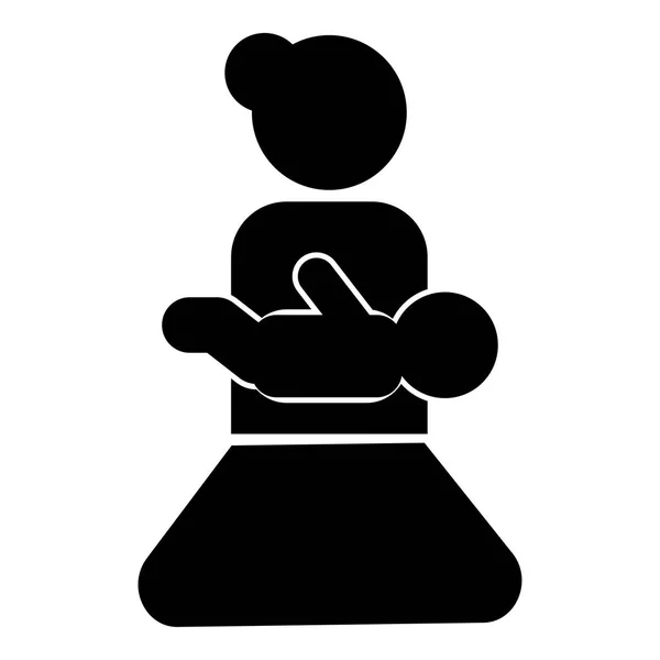 Mor innehav baby på hand ikonen svart färg illustration platt stil enkel bild — Stock vektor