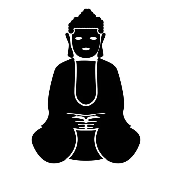 Buddha ikon fekete színű illusztráció lapos stílusú egyszerű kép — Stock Vector