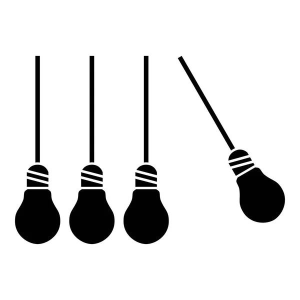 Concepto de creatividad bombilla diferente de otras lámparas icono color negro ilustración estilo plano imagen simple — Vector de stock