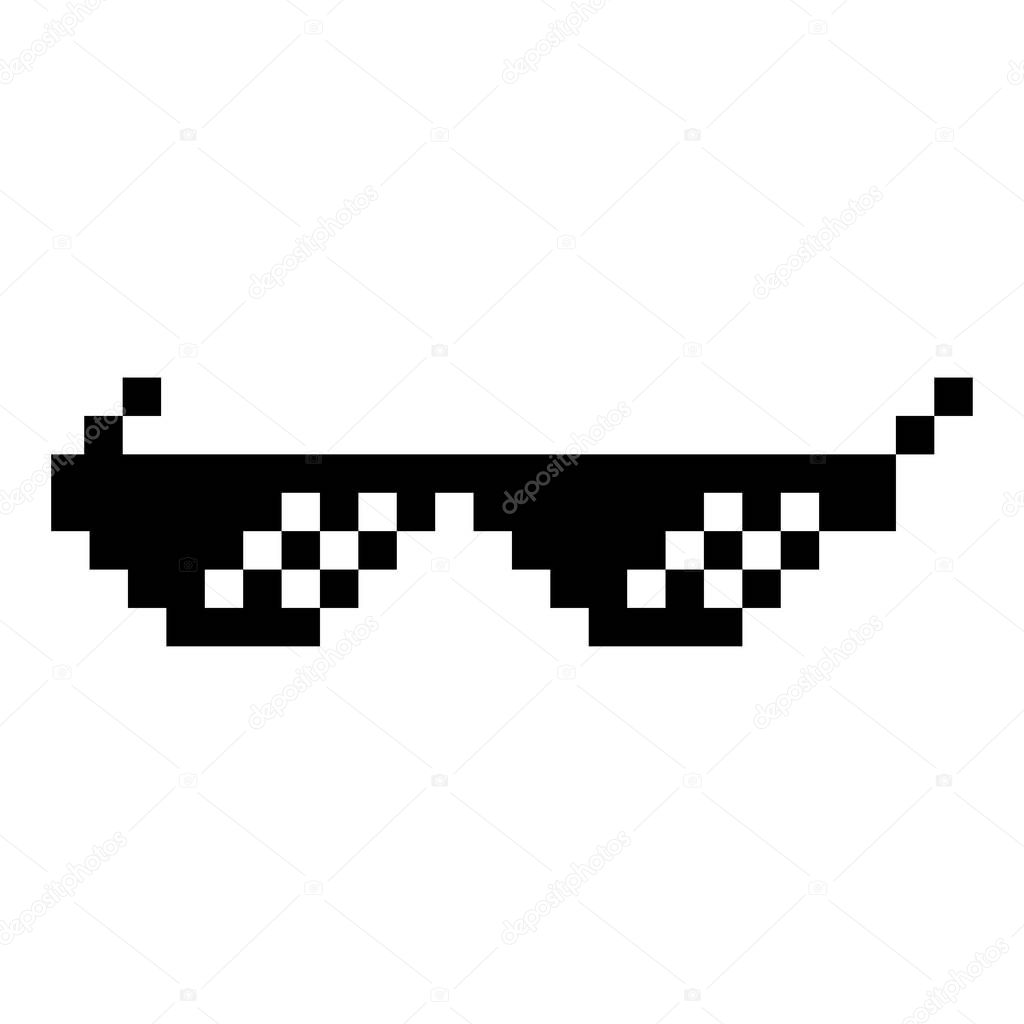 Sun glasses pixel icon black color illustration flat style simple image