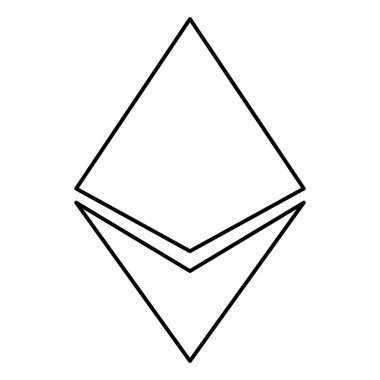 Etherium simge siyah renkli düz stil basit görüntü illüstrasyon