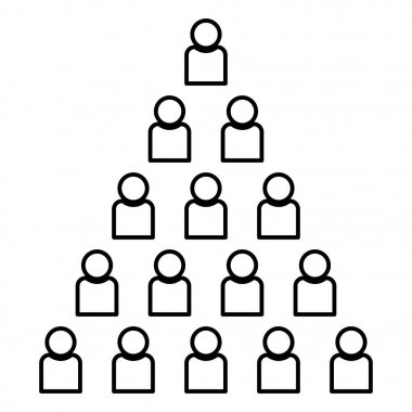 Simge siyah renkli düz stil basit görüntü illüstrasyon insanlar piramit