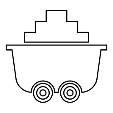 Sepeti veya kömür simge siyah renkli düz stil basit görüntü illüstrasyon arabası benim