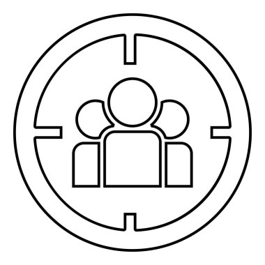 Hedef veya hedef kitleye simge siyah renk illüstrasyon düz stil basit resim kişi