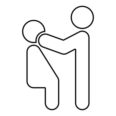 Doktor hasta simge siyah renk düz stil basit görüntü illüstrasyon inceliyor