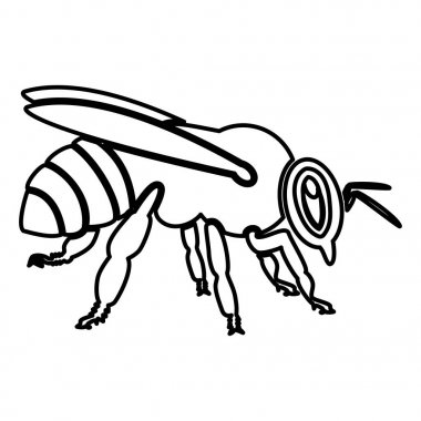 Arı simge siyah renkli düz stil basit görüntü illüstrasyon