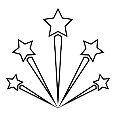 Selam havai fişek simge siyah renk illüstrasyon düz stil basit resim