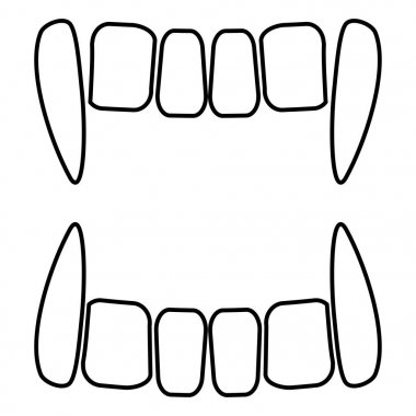 Vampirin teeths simge siyah renk illüstrasyon düz stil basit resim