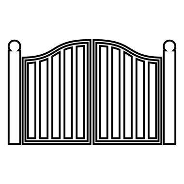 Eski kapı simge siyah renkli düz stil basit görüntü illüstrasyon