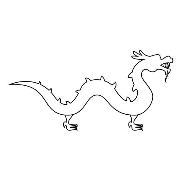 Icona del drago cinese colore nero illustrazione stile piatto immagine semplice — Vettoriale Stock