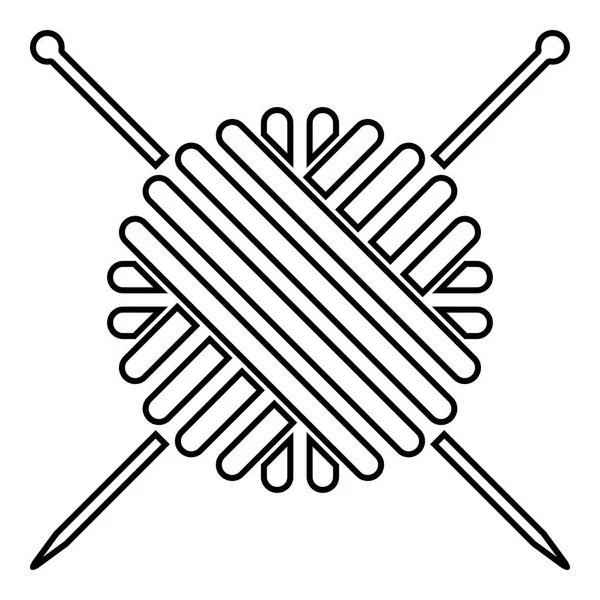 Labda a gyapjú fonal, kötőtűket ikon fekete színű illusztráció lapos stílusú egyszerű kép — Stock Vector