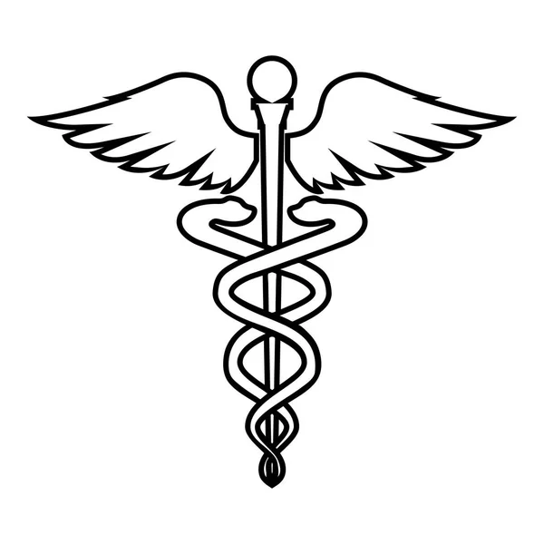 Caduceus symbole de santé Baguette d'Asclépios icône couleur noire illustration style plat image simple — Image vectorielle