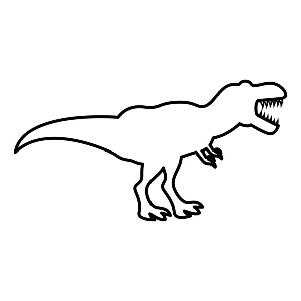 Dinosaurus tyrannosaurus t rex pictogram zwarte kleur vlakke stijl eenvoudige illustratie — Stockvector