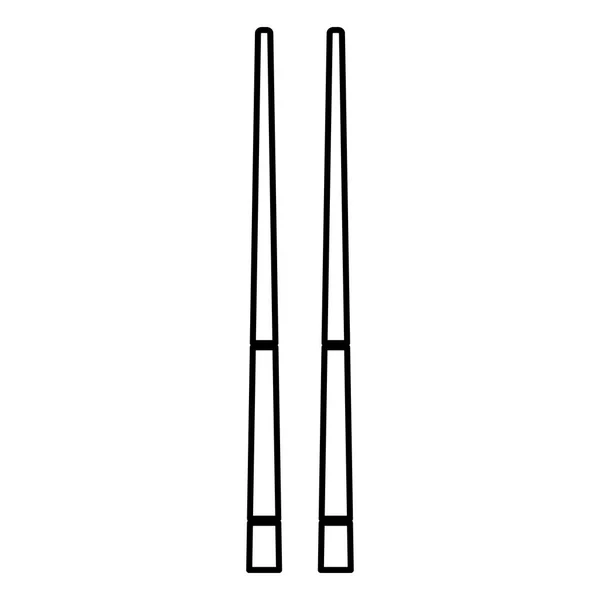 Chinesische Essstäbchen Symbol schwarze Farbe Illustration flachen Stil einfaches Bild — Stockvektor