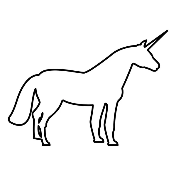 Icono de unicornio color negro ilustración estilo plano imagen simple — Vector de stock