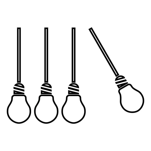 Conceito de criatividade lâmpada diferente de outras lâmpadas ícone cor preta ilustração estilo plano imagem simples — Vetor de Stock