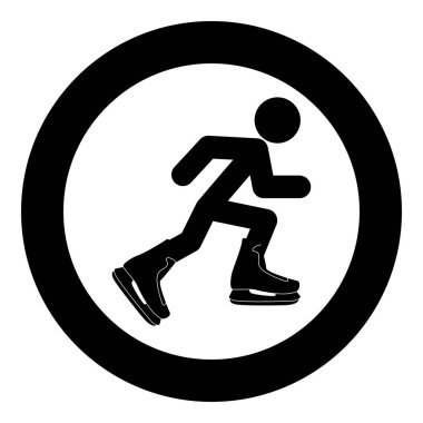 Buz pateni simge siyah renk vektör basit görüntü illüstrasyon atlet patenci