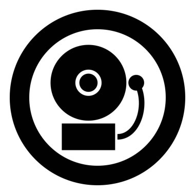 Alarm schooll çan simge siyah renk vektör çizim basit resmi