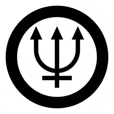 Neptune sembol simge siyah renk vektör çizim basit resim