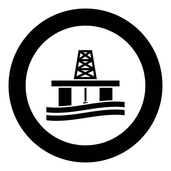 Icona piattaforma petrolifera colore nero vettoriale illustrazione semplice immagine — Vettoriale Stock
