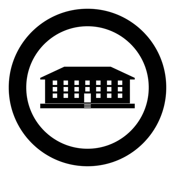 Scuola edificio icona colore nero vettoriale illustrazione semplice immagine — Vettoriale Stock