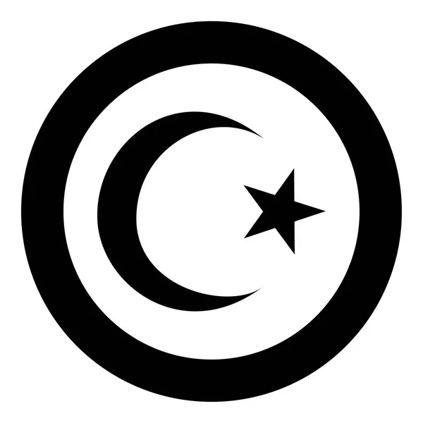 Simbol Islam sabit dan bintang dengan lima sudut Ikon warna hitam vektor gambar sederhana - Stok Vektor