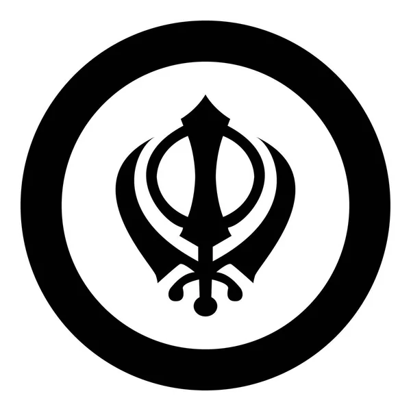 Khanda sembolü sikhi işareti simgesi siyah renk vektör çizim basit resim — Stok Vektör