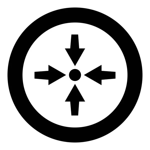 Vier Pfeile zeigen auf Punkt-Symbol schwarze Farbvektorabbildung einfaches Bild — Stockvektor