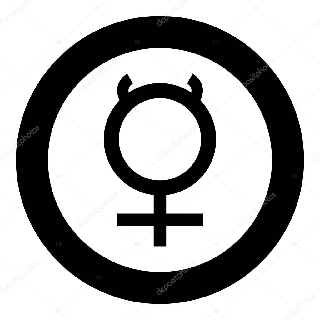 Mercury symbol icon black color vector illustration simple image