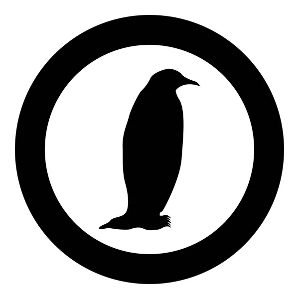 Penguin ikona v kulaté černé barvy vektorové ilustrace — Stockový vektor