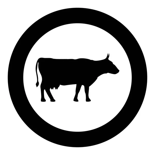 Cow icon in round black color vector illustration set — Stock Vector