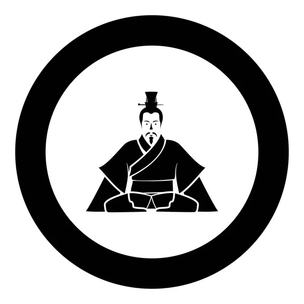 Kejsaren av Kina-ikonen i rund svart färg vektorillustration svart — Stock vektor