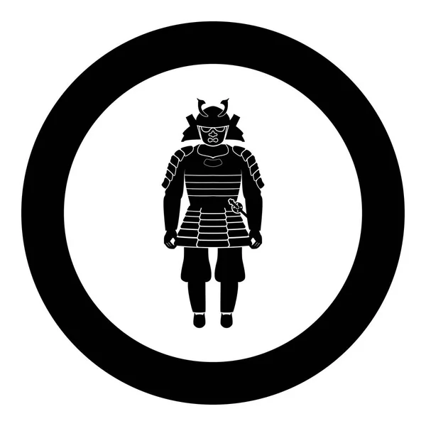 Samurai Japonia pictograma războinic în rotund negru culoare vector ilustrare — Vector de stoc