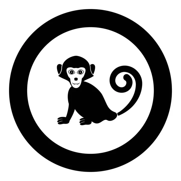 Μαϊμού εικονίδιο στην εικονογράφηση διάνυσμα Στρογγυλό μαύρο χρώμα — Διανυσματικό Αρχείο